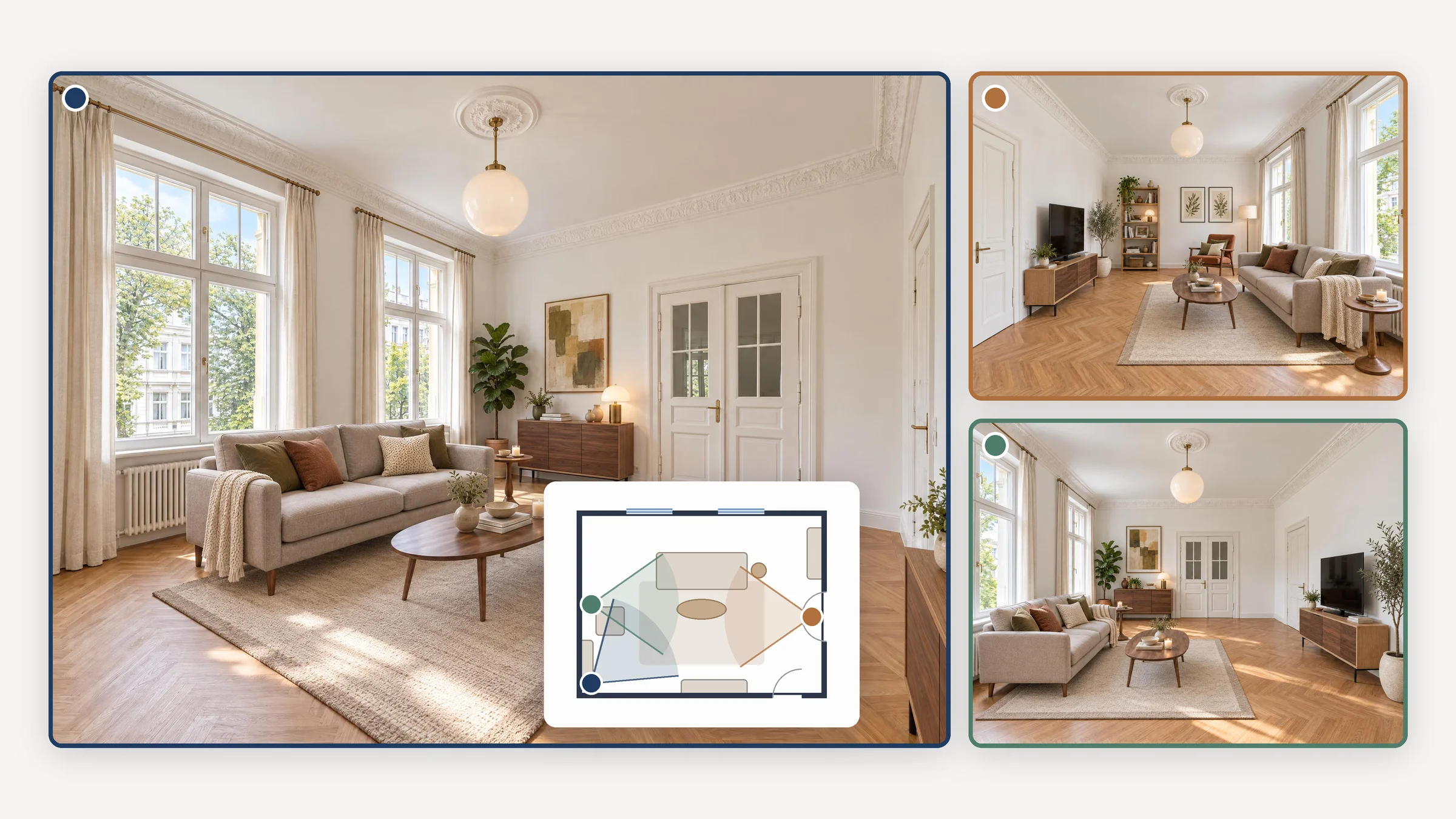 Virtual Staging: Gleiche Möbel auf jedem Foto