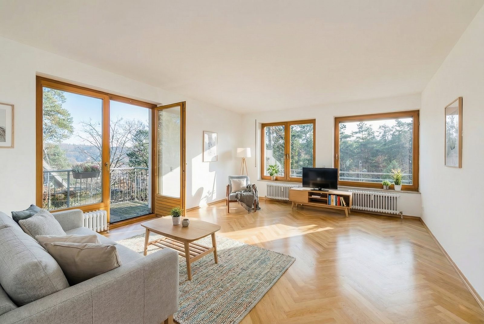 After - the same room with realistic virtual furniture