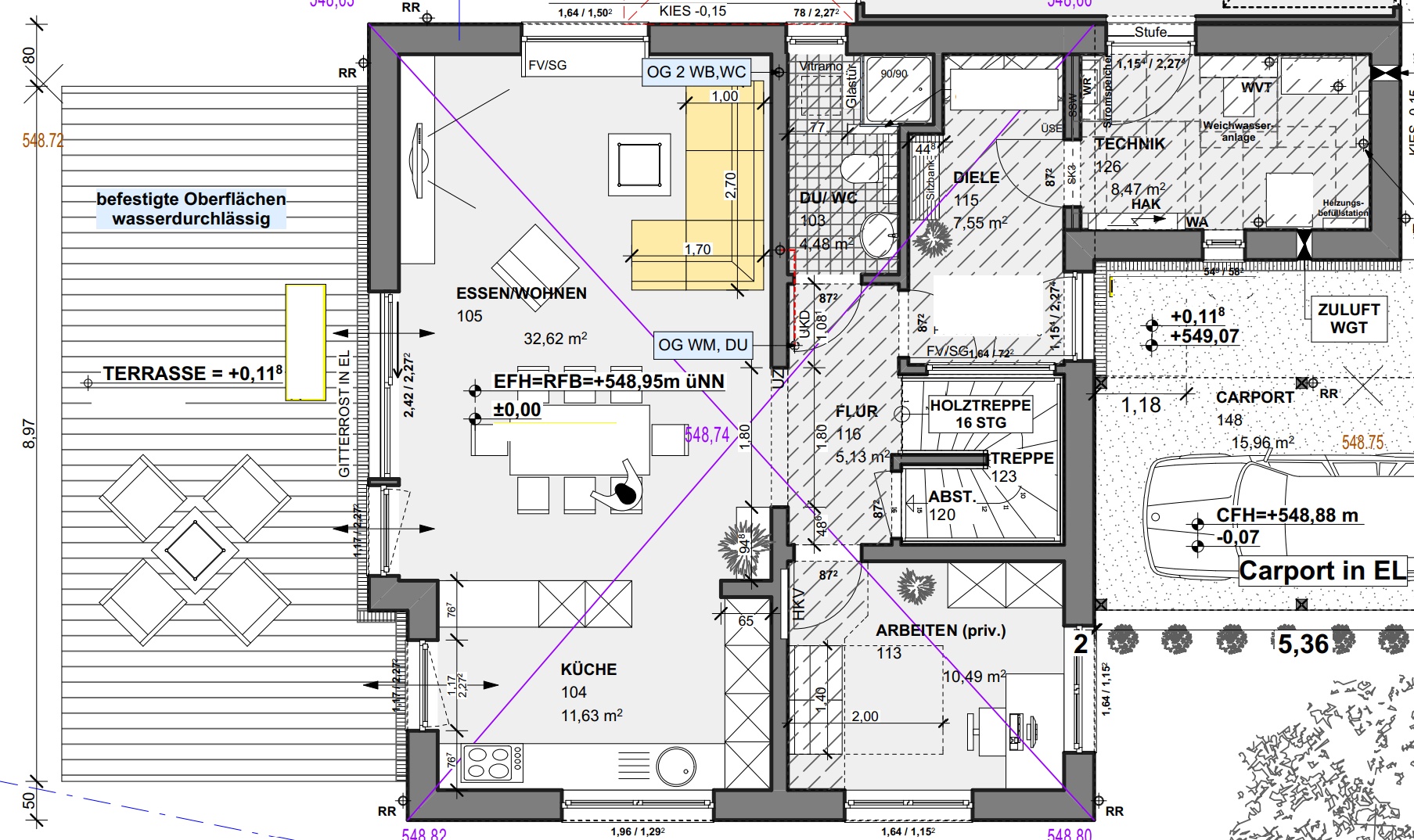 Vorher - 2D-Grundriss einer Wohnung