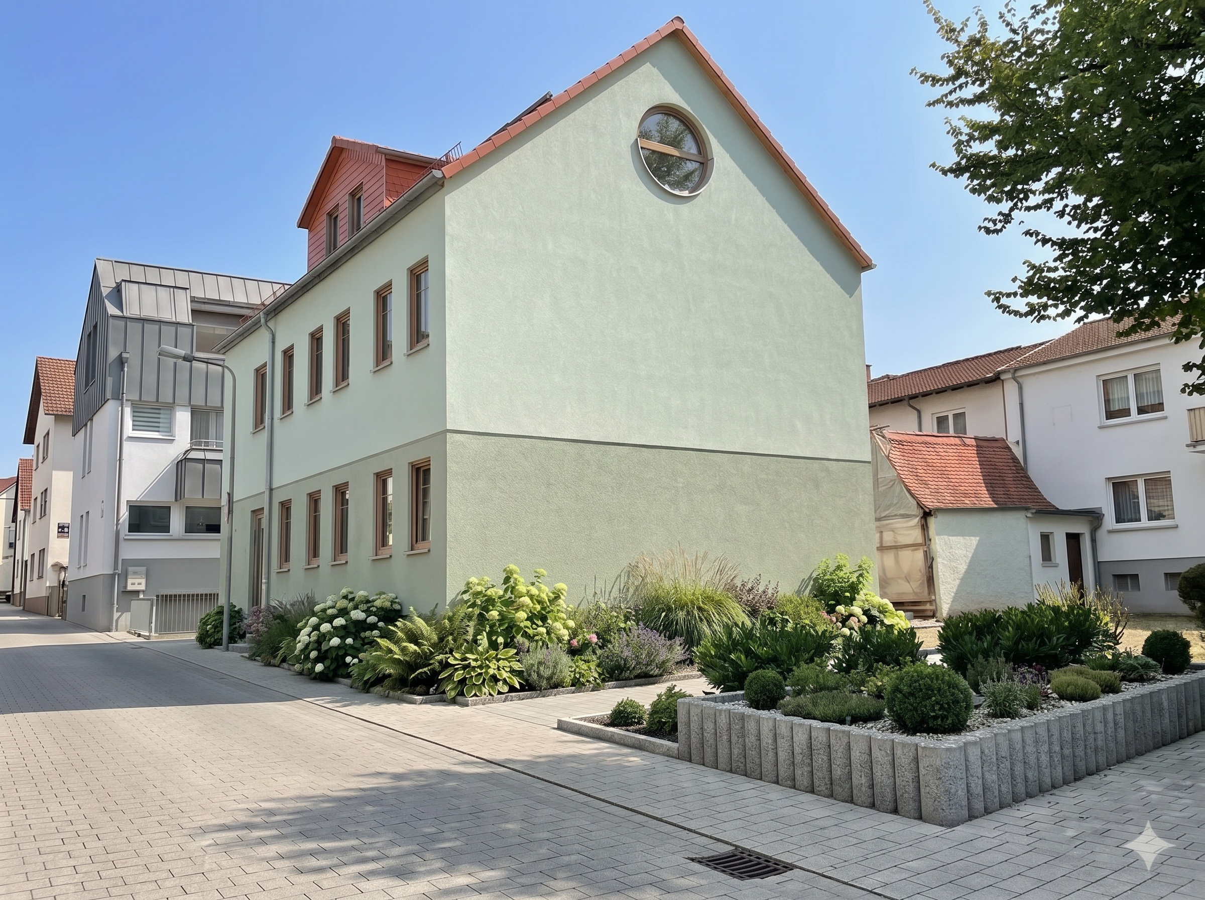 Nachher - Wohnhaus mit blauem Himmel