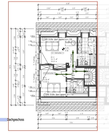 Grundriss - Dachgeschoss-Wohnung mit 2 Schlafzimmern und 2 Bädern