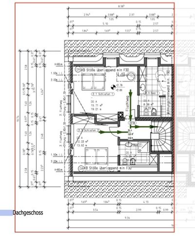Dachgeschoss-Wohnung mit 2 Schlafzimmern und 2 Bädern
