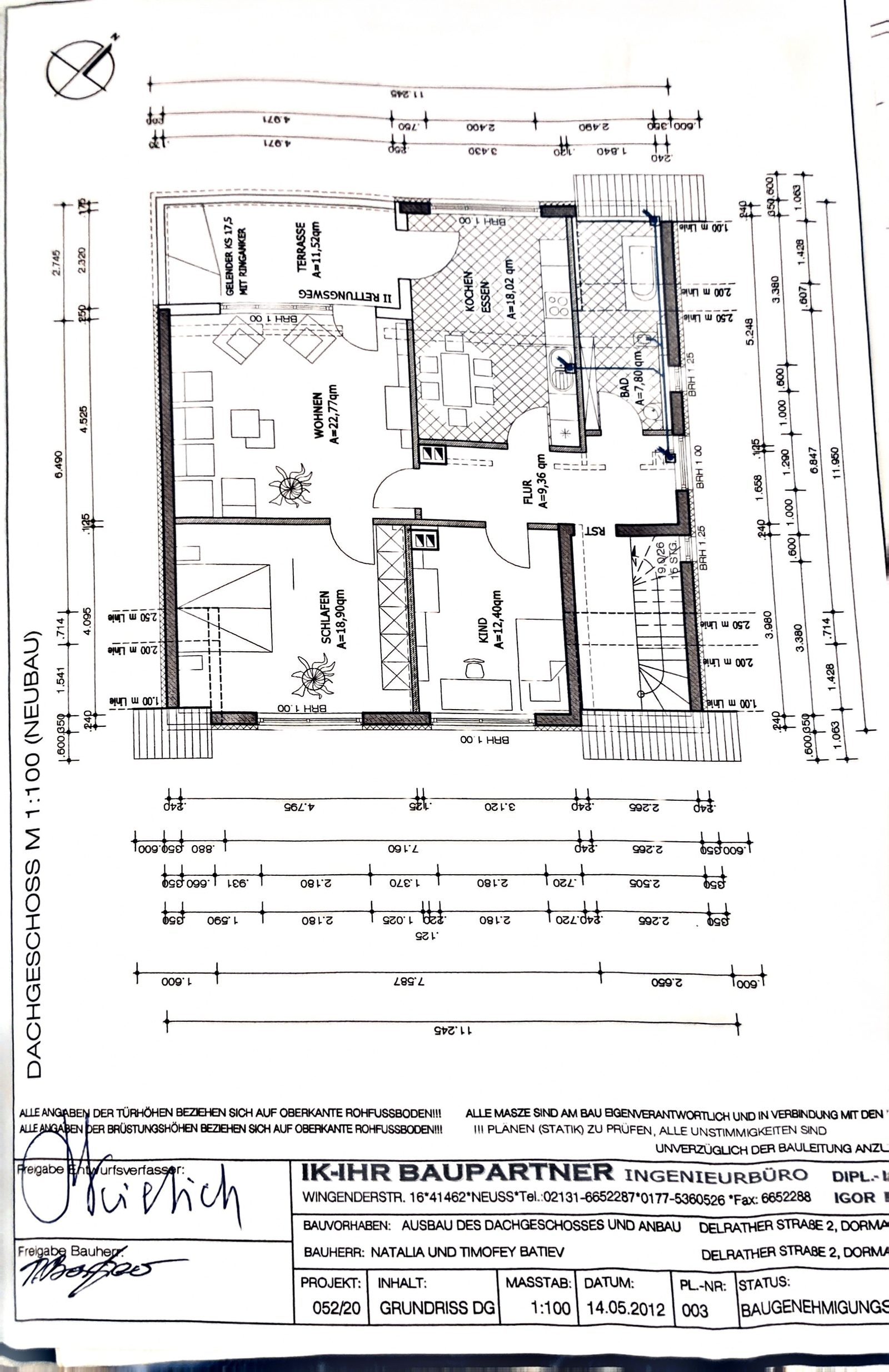 Grundriss - Moderne 3-Zimmer-Dachgeschosswohnung mit Terrasse