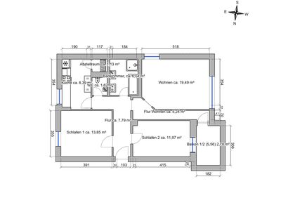 3-Zimmer-Wohnung mit Balkon und separatem WC