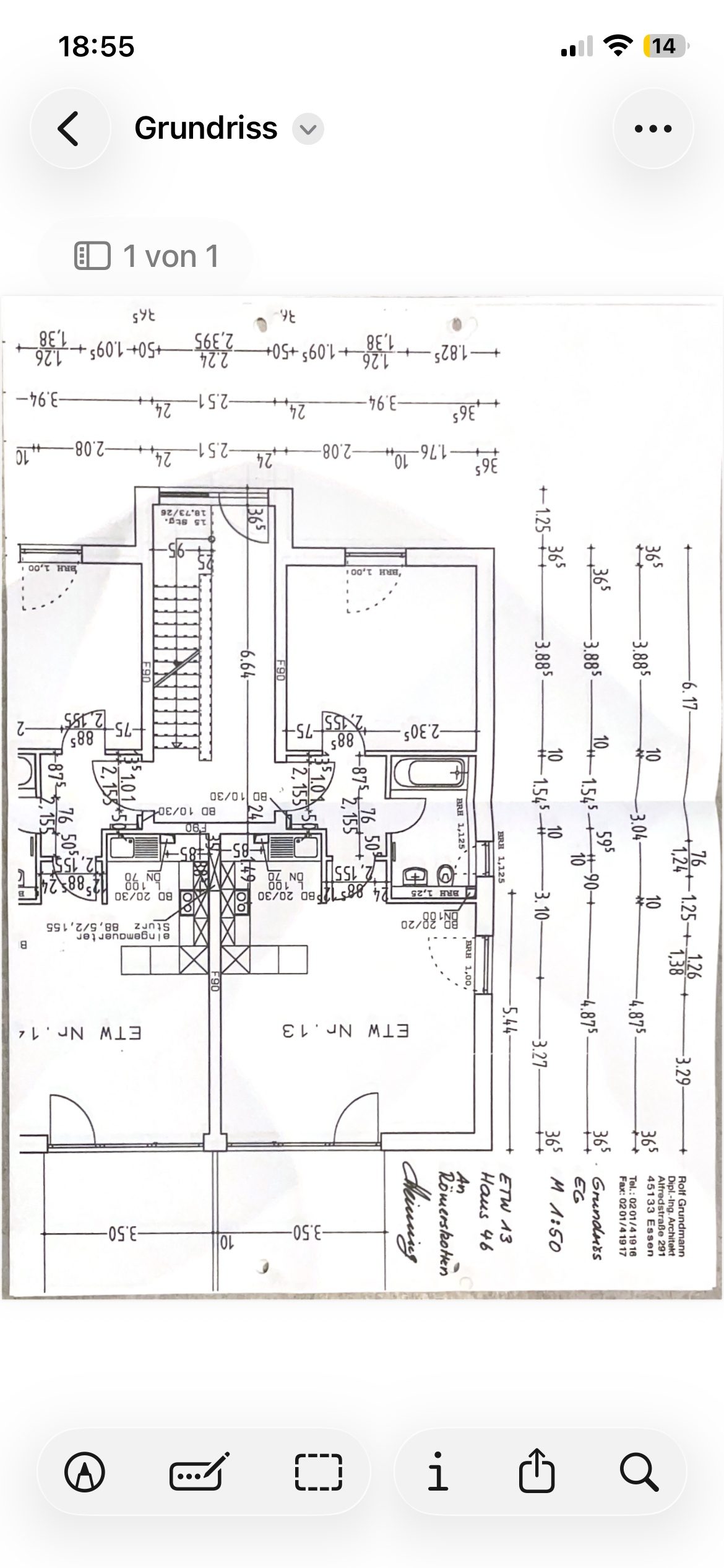 Grundriss - Zwei-Zimmer-Erdgeschosswohnung (ETW Nr. 13)