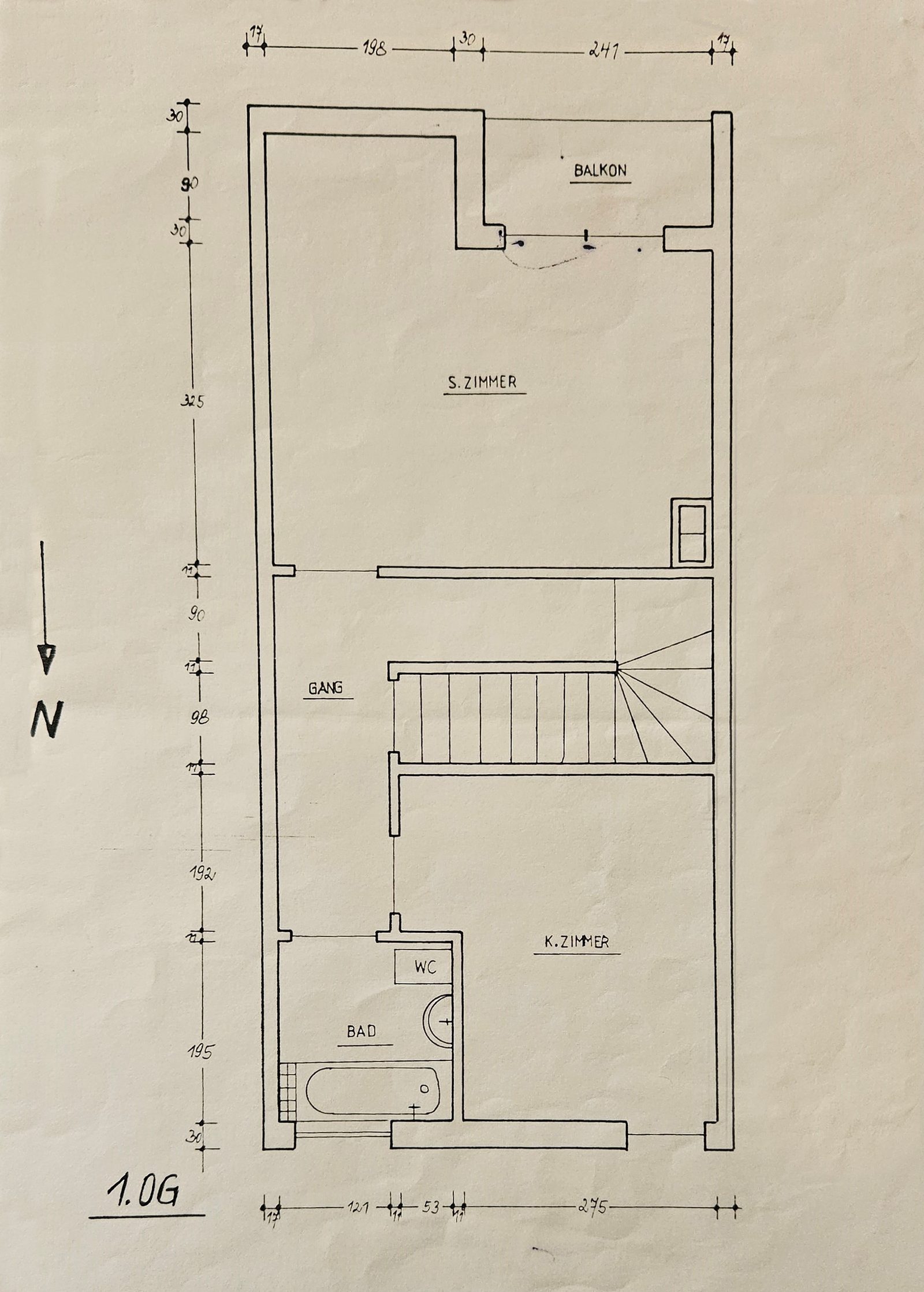 Grundriss - 3-Zimmer-Wohnung im 1. Obergeschoss mit Balkon