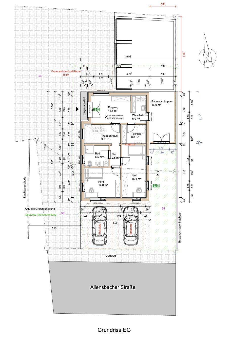 Grundriss - Erdgeschosswohnung mit zwei Kinderzimmern