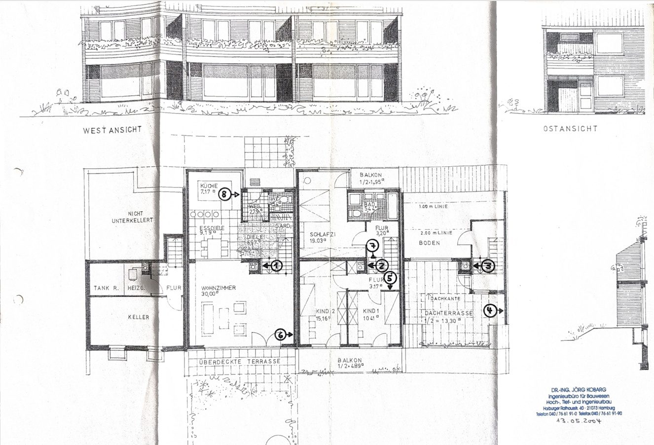Grundriss - Großzügige Familienwohnung mit Balkonen und Dachterrasse