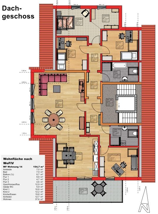 Grundriss - Großzügige 5-Zimmer-Dachgeschosswohnung mit Balkon