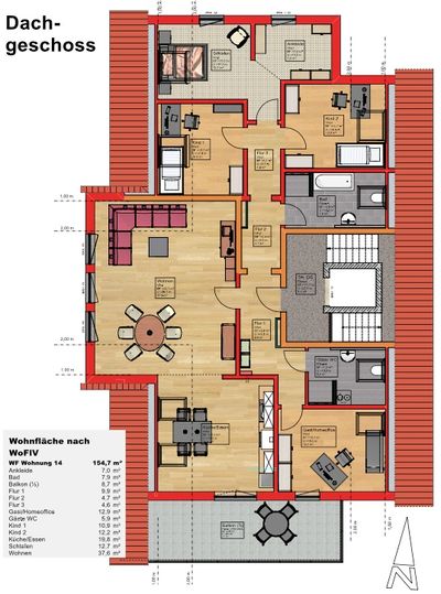 Großzügige 5-Zimmer-Dachgeschosswohnung mit Balkon