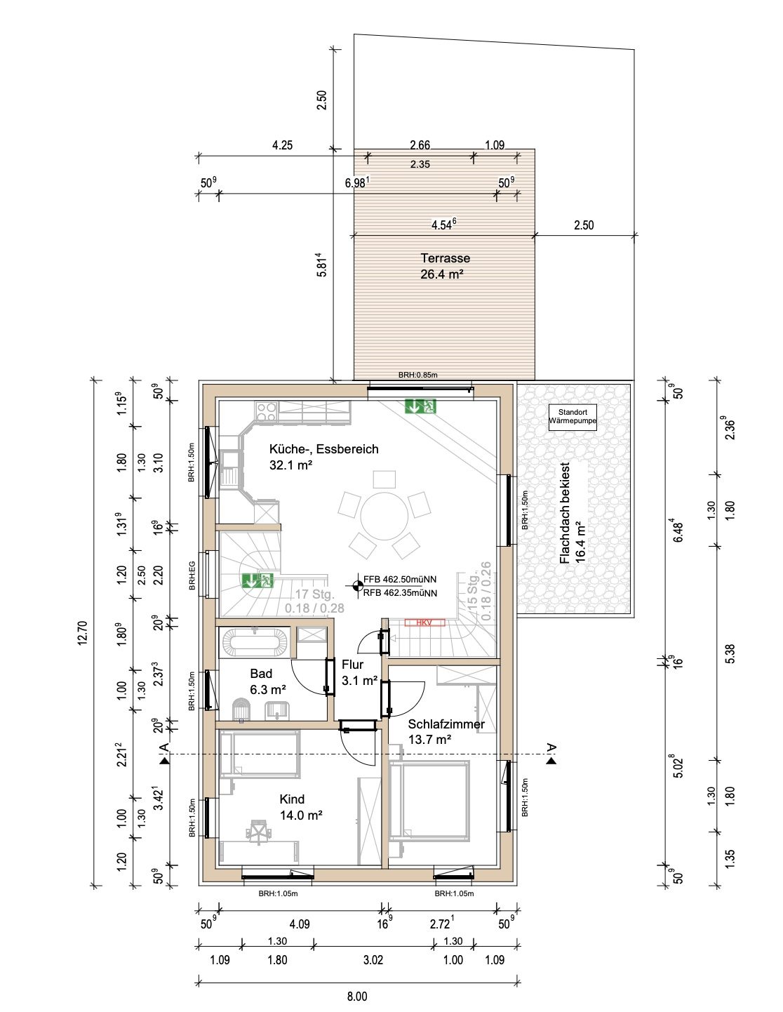 Grundriss - Moderne 3-Zimmer-Wohnung mit großer Terrasse